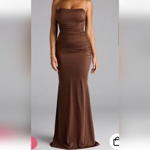 Windsor Chocolate Strapless Maxi Dress